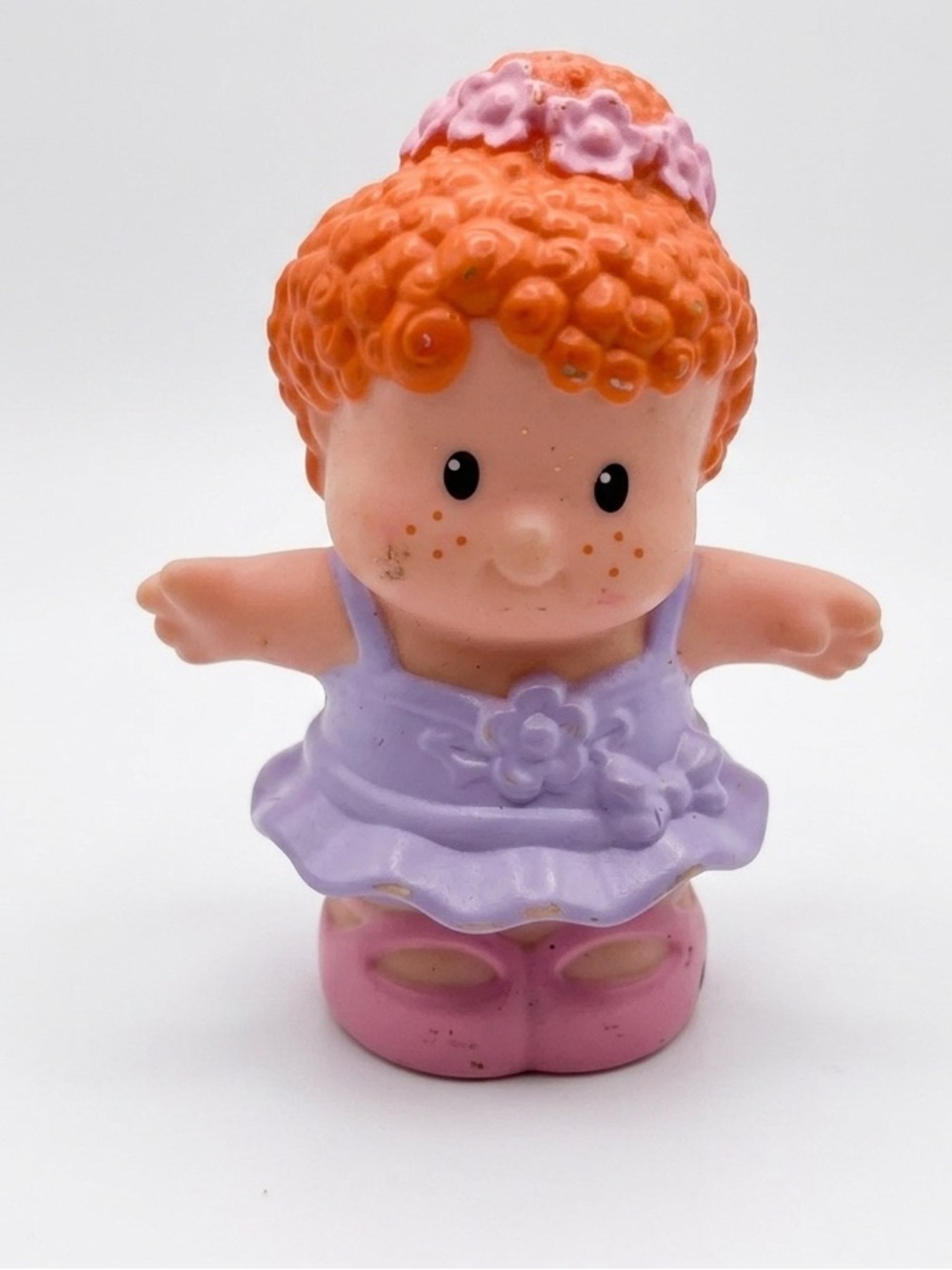 Fisher-Price Orange-Haired Doll in Lavender Dress with Pink Shoes